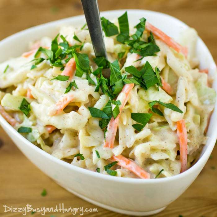 Chipotle Lime Cole Slaw #SundaySupper | DizzyBusyandHungry.com - Wowee! This easy cole slaw has SO much flavor, you won't believe your taste buds!