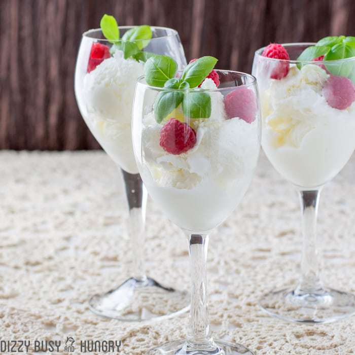 Easy No-Churn Moscato Ice Cream | DizzyBusyandHungry.com - Elegant dessert that is perfect for company yet so easy to make!